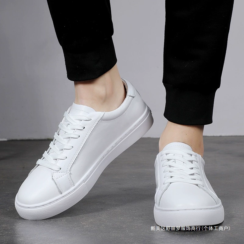 Летние мужские кроссовки из воловьей кожи, модные универсальные белые туфли для спорта и отдыха в корейском стиле 47, мужская обувь большого размера, пара туфель