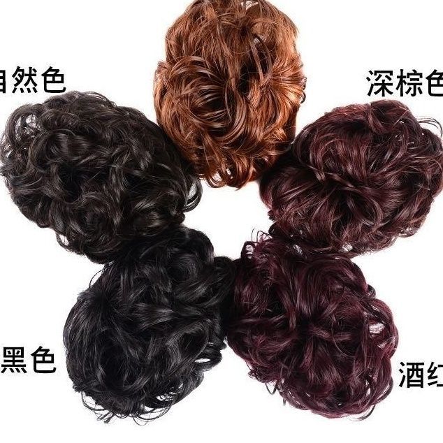Peluca clip de pelo de las mujeres banda de pelo bolsa de pelo bola cabeza updo tirón del pelo flor corta rizado clip de pelo en forma de flor corsé esponjoso anillo de pelo grande