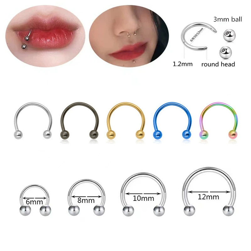 Лип piercing физиологический из нержавеющей стали, бусинки, пирсинг носа