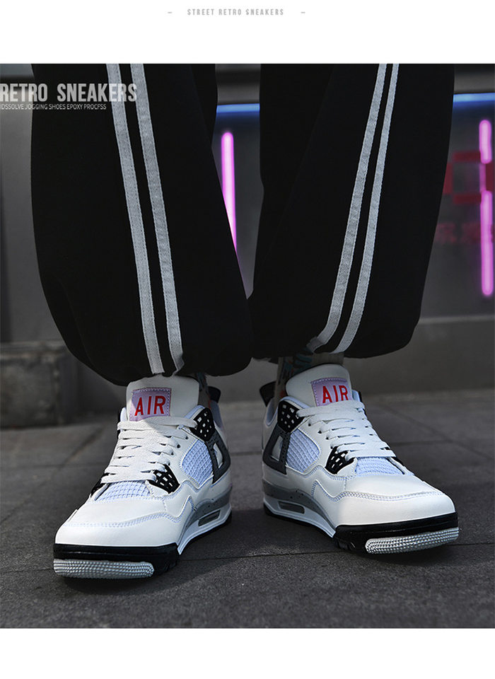 Giày sneaker thể thao cổ thấp đế dày chống trượt, thân da nhân tạo thoáng khí, dáng giày bóng rổ — Mẹ điện, Paris, thần sấm sét, xi măng trắng chi tiết 29