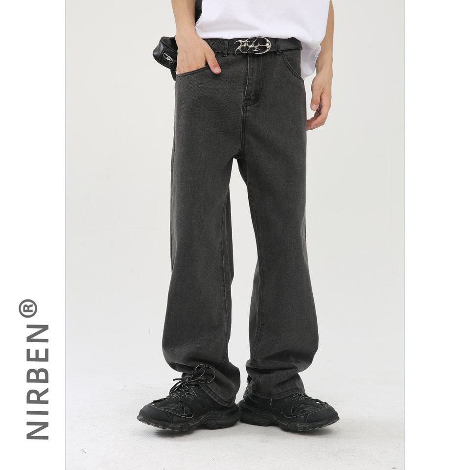Quần jean nam ống rộng ống đứng dáng suông thoải mái phong cách Hàn Quốc — Xanh denim, Xanh lam đậm, Đen Xám