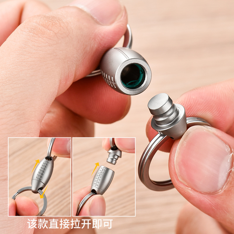 Llavero multifuncional portátil de aleación de titanio, de gran venta del fabricante, con cierre de anillo giratorio de liberación rápida para coche, con alta capacidad de carga.