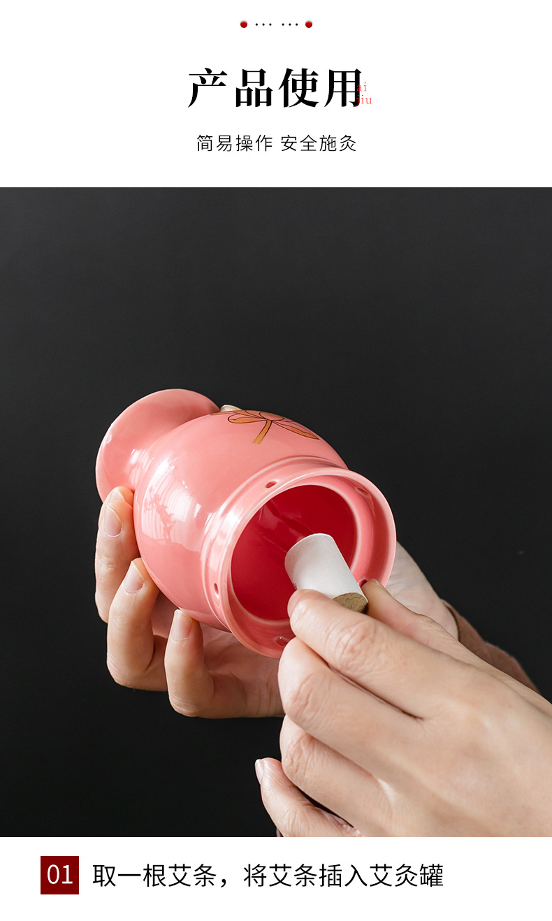 Ceramic Moxa Cup with Double Layer Heat Insulation 7x10cm Moxibustion Massage Tool for Home Body Therapy key features