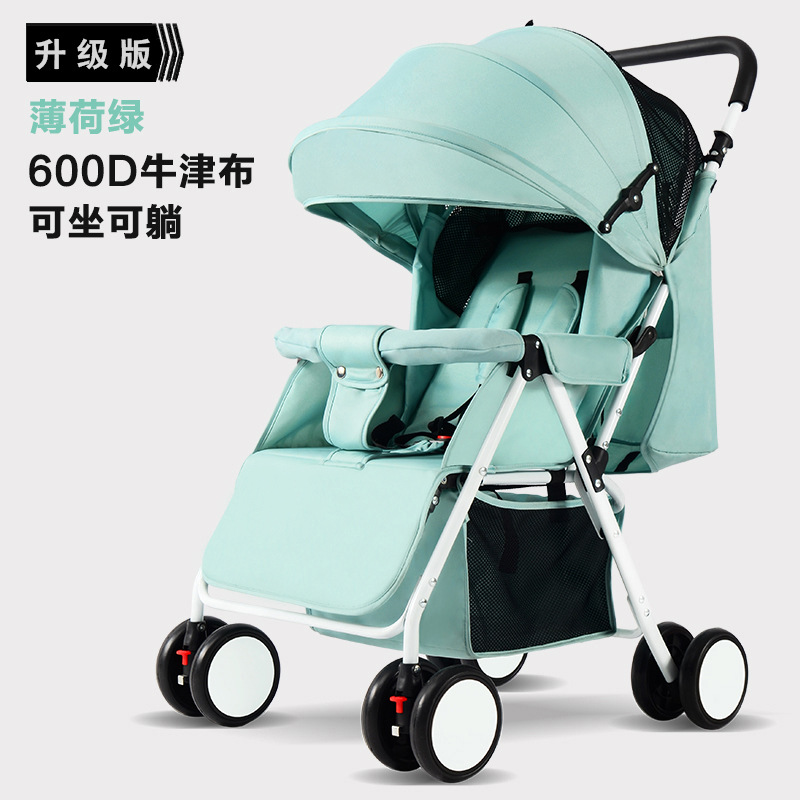 Carrito de bebé con una sola llave para sentarse y acostarse, carro de extracción ultraligero para amortiguar el impacto y salir al bebé recién nacido, carro de mano plegable