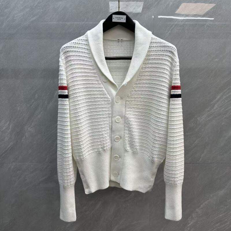 Factory Direct Sale Tb Women's Double-Sleeve Red, White, and Blue Striped Wrap-Neck Hollow-Out Cardigan Casual Versatile Long-Sleeve Knitwear Factory Direct Sale Tb Women's Double-Sleeve Red, White, and Blue Striped Wrap-Neck Hollow-Out Cardigan Casual Versatile Long-Sleeve Knitwear