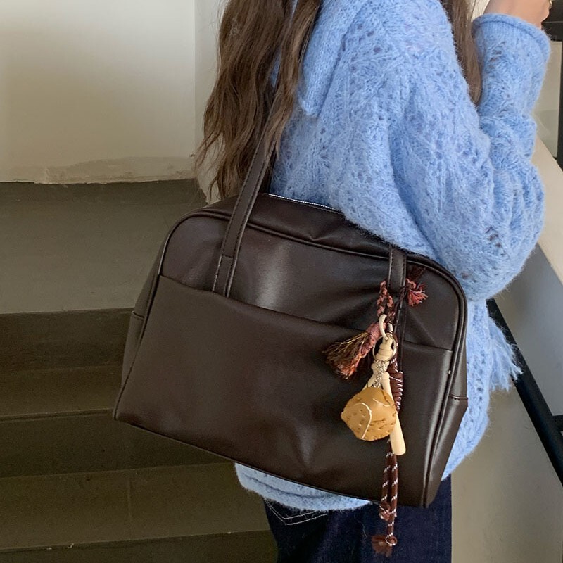 Korean Style Large Capacity Shoulder Bag Women's Autumn 2025 New Retro Underarm Bag All-match Large Capacity Tote Bag