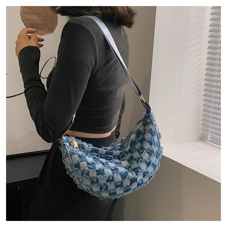 Denim Patchwork Shoulder Crossbody Bag For Women Stylish Canvas_voghion.com