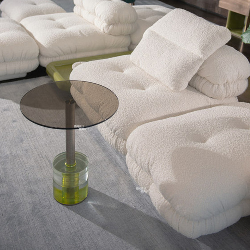 Italian Minimalist Modular Desert Modern Light Single Lamb Wool Sofa, Nordic Wabi-Sabi Style, Ancient Homestay Sofa