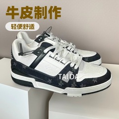 高バージョン Lujia traine カウボーイ黒と白の靴男性と女性のためのデニムブルー本革クラシックカジュアル莆田靴快適