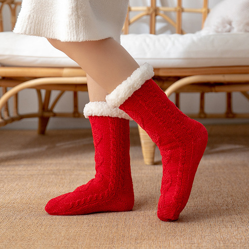 Floor socks, adult women's snow socks, carpet socks, home socks, plus pile carpet sleep socks, slippers, leg covers