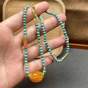Wholesale natural beeswax reflux jujube beads with green pine millet beads s925 silver simple personality small fresh design