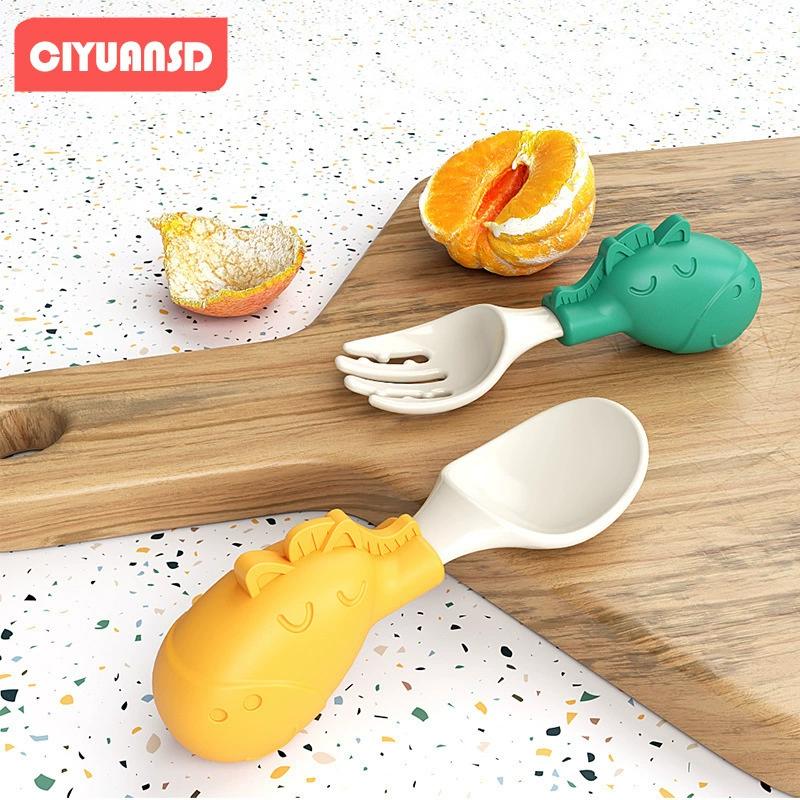 Детская ложка PPSU вилка силиконовая короткая ручка тренировочная ложка детская силиконовая вилка ложка детская посуда дополнительная ложка костюм