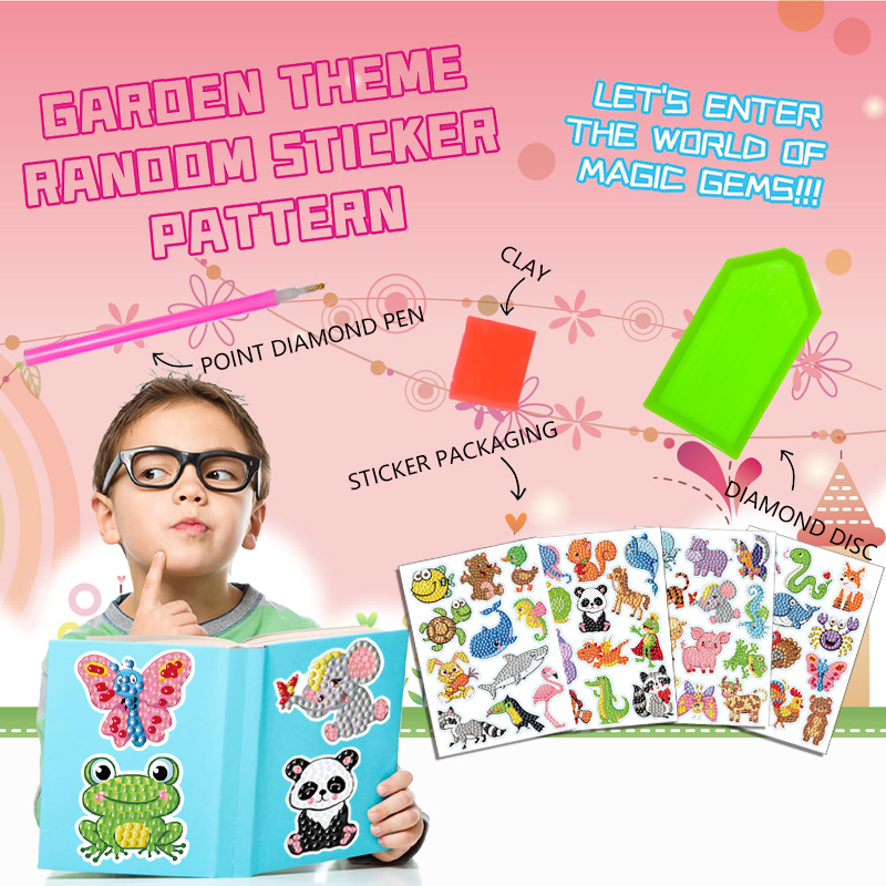 Diamante completo de dibujos animados pegatinas de diamantes para niños DIY hecho a mano 5d diamante redondo pegatinas gratis ladrillo pintura pegatinas de pared