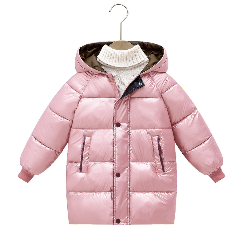 Ropa de algodón acolchada para niños de comercio exterior ropa de algodón acolchada con capucha de invierno para niños medianos y grandes bebés para niños y niñas nueva chaqueta acolchada de algodón engrosada de longitud media