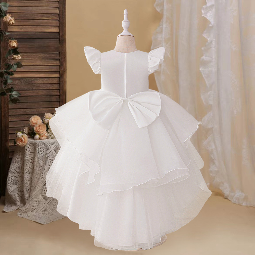 Kids dress vestido de manga larga de encaje para niñas europeas y americanas vestido para niños vestido de novia de niña de las flores vestido de rendimiento