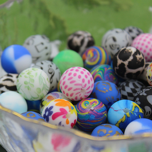 15MM Water Transfer Printed Food-Grade Silicone Bead Teether DIY Baby Nipple Chain Baby Teething Bead Ring Wholesale