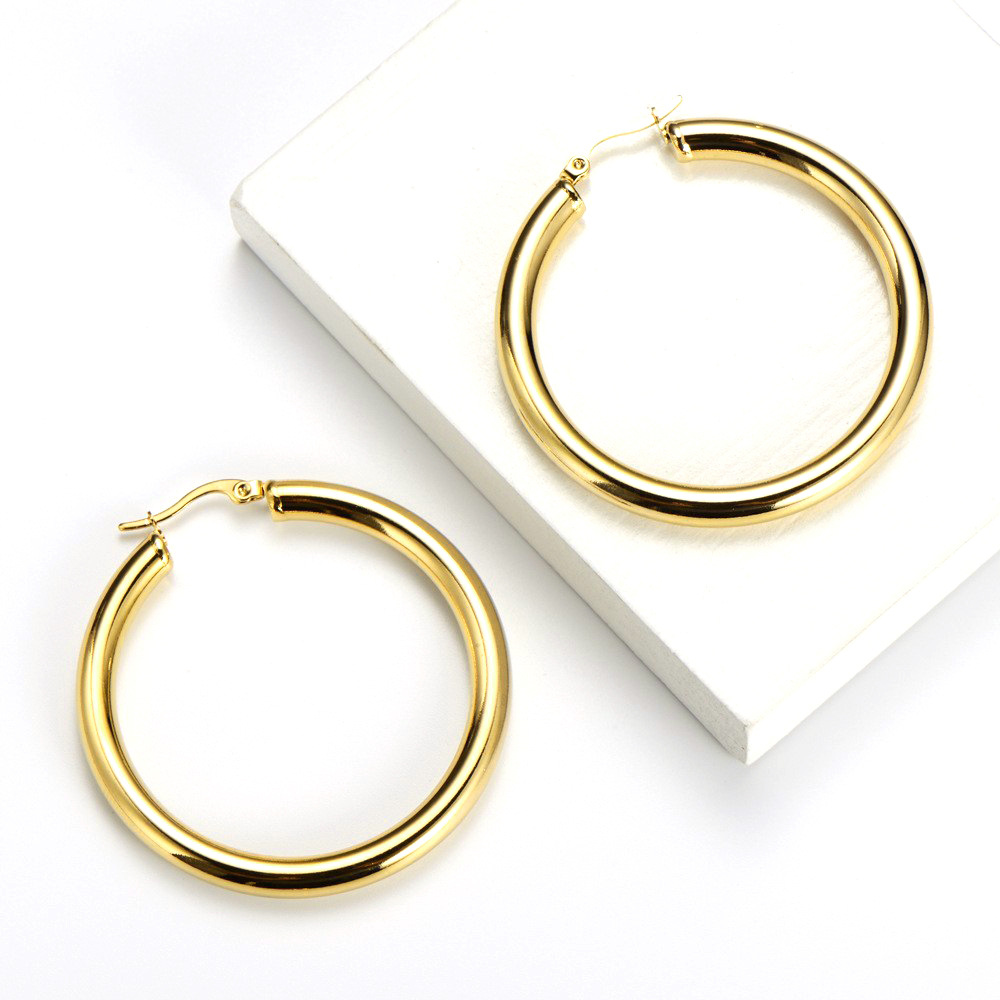 Retro Geometric Titanium Steel Plating Hoop Earrings 1 Pair display picture 5