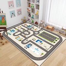 儿童游戏地毯都市交通场景宝宝玩耍认知地垫趣味道路停车场景地毯