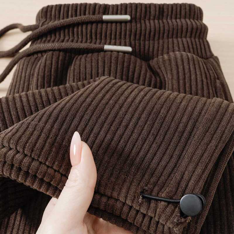 Brown Corduroy Pants for Men 400g Heavy Brown Thickened Chenille Loose Drape Drawstring Casual Sweatpants for Women