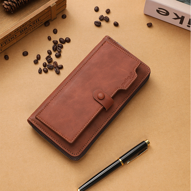 Cross-Border New Men's Long Wallet Fashionable Multi-Card Slot Large Capacity Zipper Wallet Manufacturer Ready Stock