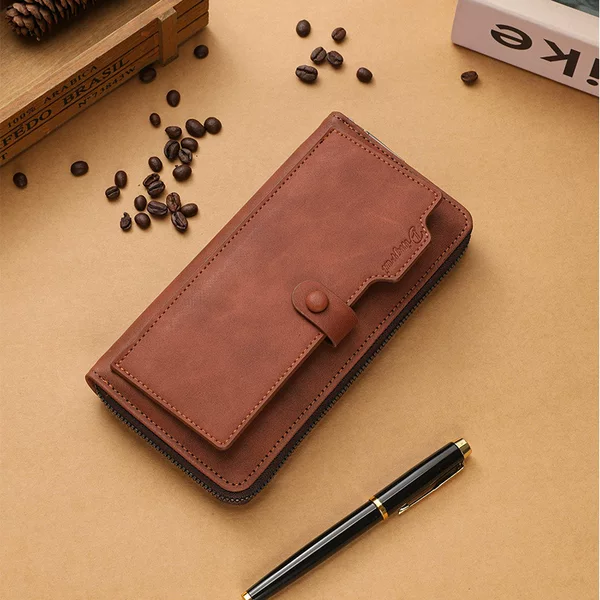 Cross-Border New Men's Long Wallet Fashionable Multi-Card Slot Large Capacity Zipper Wallet Manufacturer Ready Stock