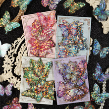 幻蝶迷踪PET立体烫金手账贴纸复古手帐拼贴手机壳ipad素材小贴画