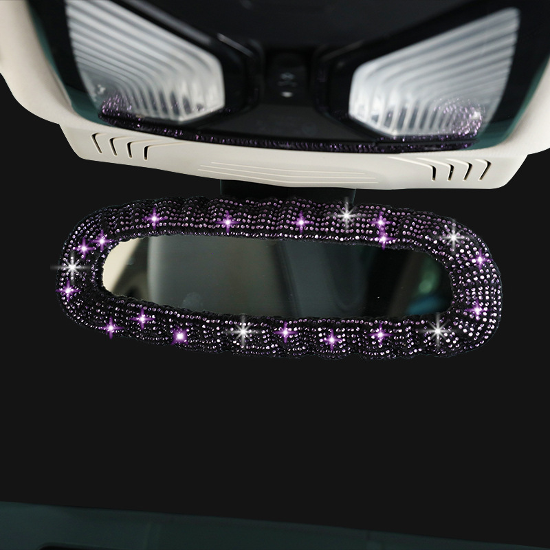 Suministro transfronterizo de diamantes de imitación completo diamante coche retrovisor espejo cubierta diamante-incrustado coche de moda interior espejo retrovisor cubierta interior