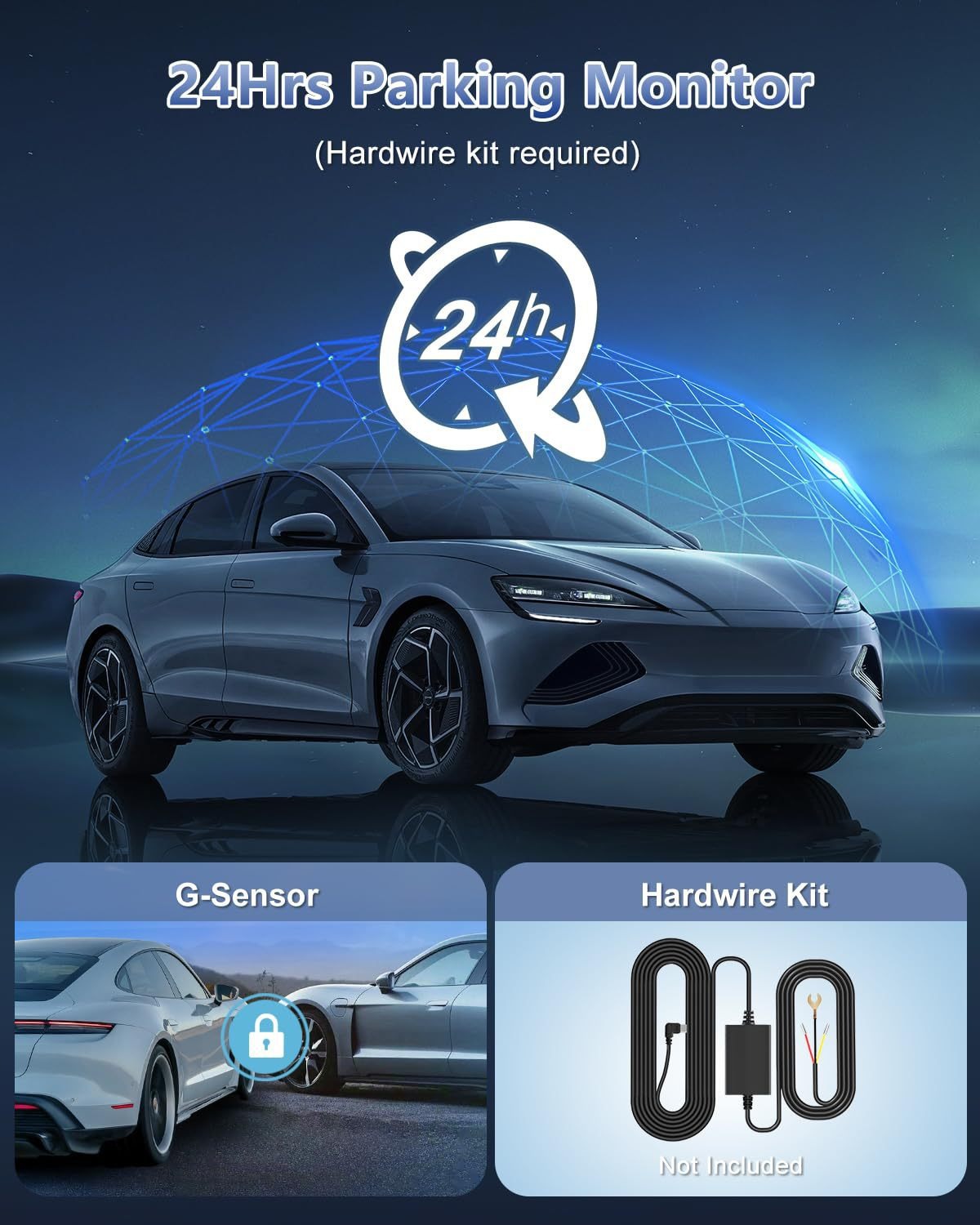 New Model 1.47-Inch 4K High-Definition Night Vision Wifi Connected Car Dash Cam with Dual Front and Rear Cameras