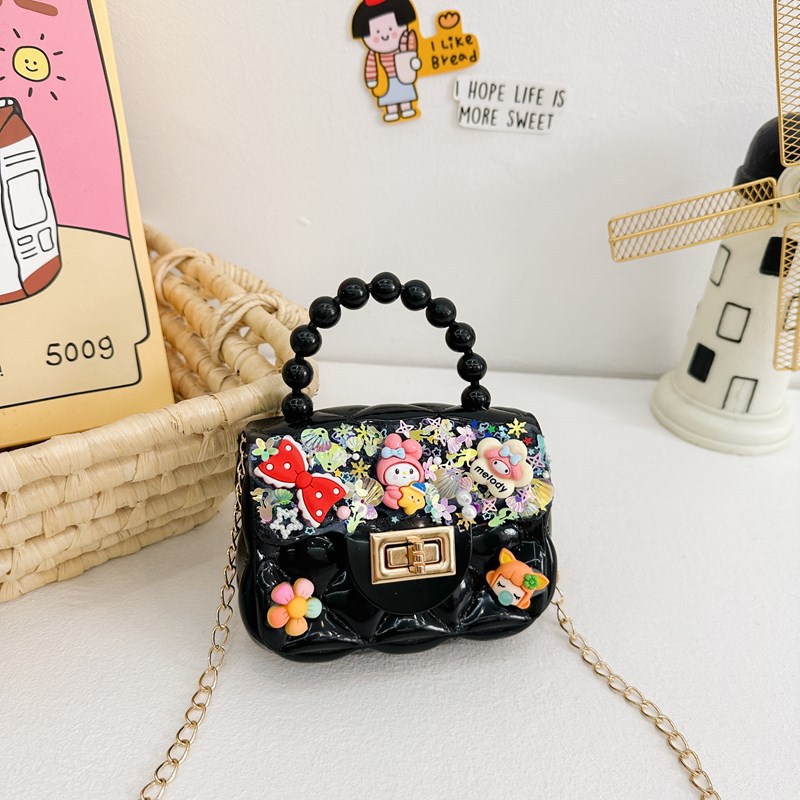 Nuevo bolso de pegamento de crema para niños bolso de mano DIY bolso de material de red chica bolso de hombro lindo