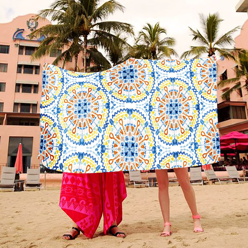 Toallas de baño de secado rápido transfronterizas, toallas de playa, toallas de capa portátiles y portátiles, toallas de baño impresas y absorbentes, personalización térmica al por mayor