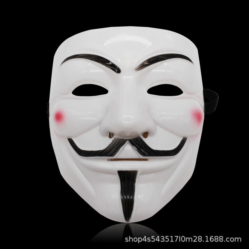 Amazon venta caliente Halloween tema de terror en forma de V máscara de vendetta accesorios de rendimiento de COSplay máscara facial en forma de V