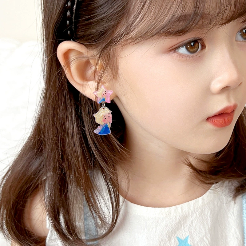 Children's cartoon cute earrings for princess, ear clips, accessory