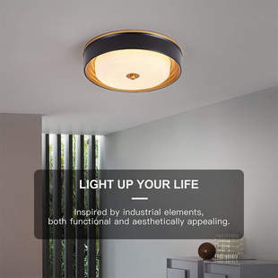 Cross-border Amazon led American glass ceiling lamp bedroom study porch corridor retro round ceiling lamp