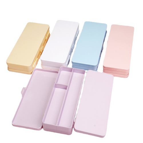 Double-layer stationery box, thickened PP plastic, dual-sided large-capacity pen case, student pencil storage box