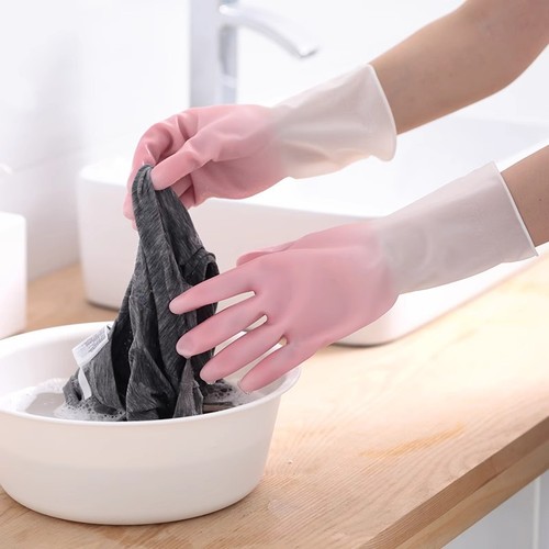 Dishwashing Gloves Women's Kitchen Special Latex Rubber Durable Brush Dishwashing Laundry Rubber Household Cleaning Waterproof Home Use