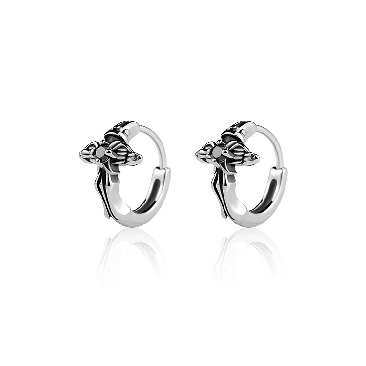 Personalised Black Diamond Cross Stud Earrings For Men Hip-hop_voghion.com