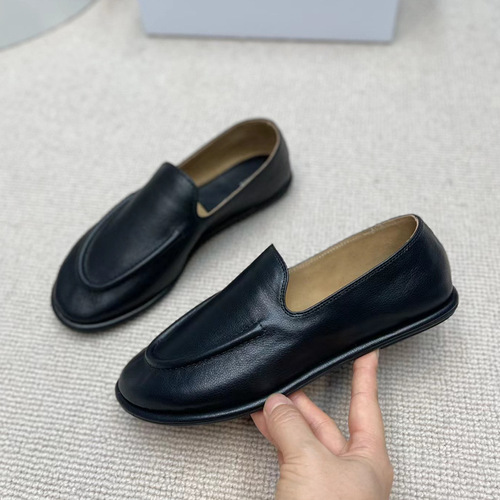 Top plate niche the top layer cowhide comfortable round head genuine leather flat sole slip-on Loafers for women