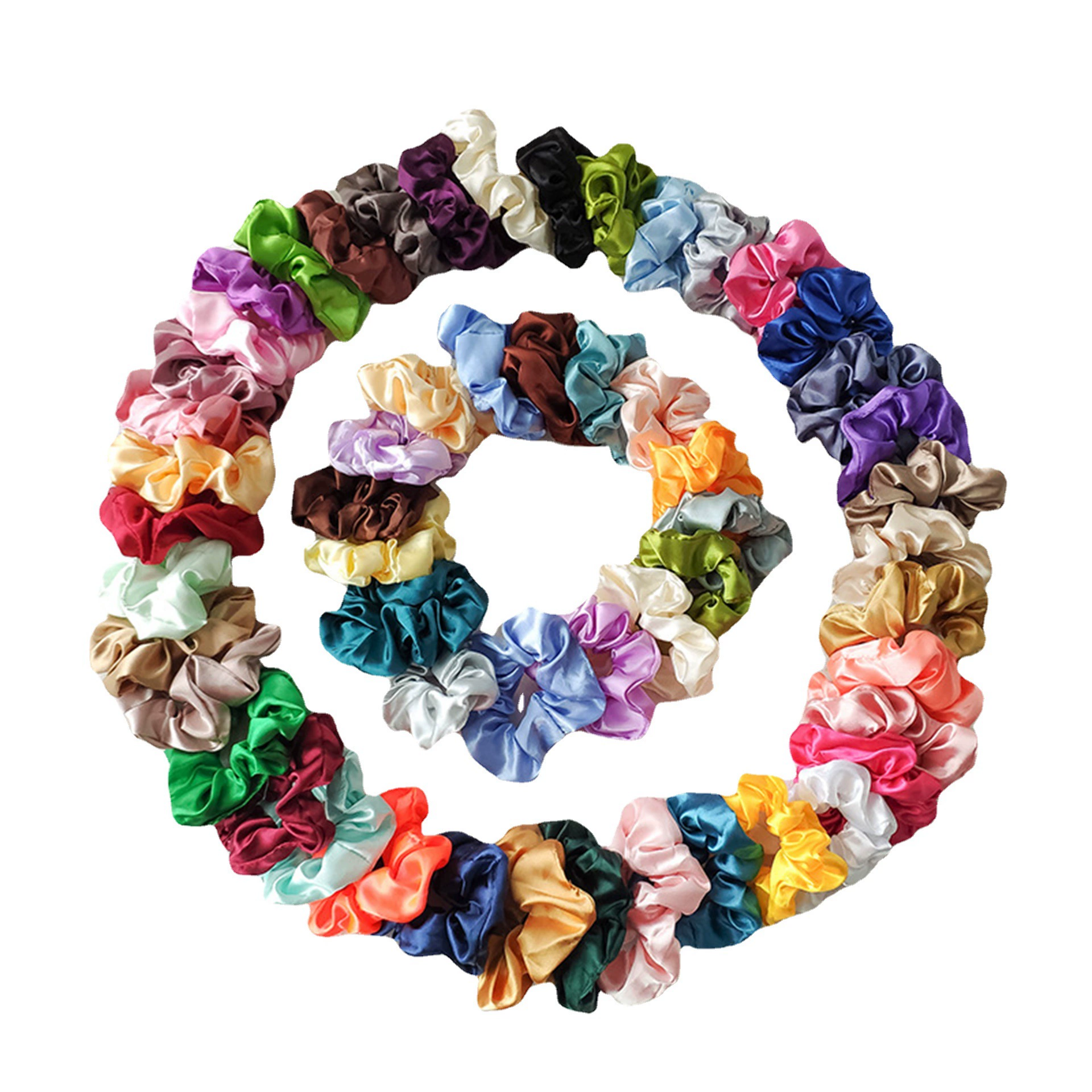 Amazon cross -border explosion pork large intestine hair ring loose tight rope double -ring high -end color pink fold hair rope hair ring hair accessories