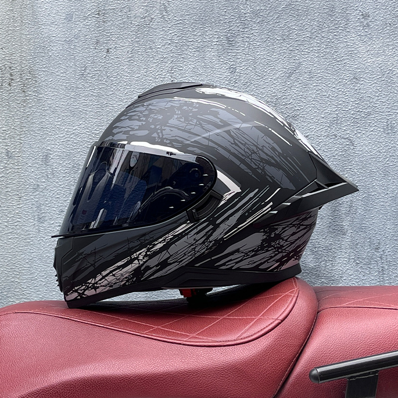 Casco integral transfronterizo DOT de la versión mejorada de LVS con doble lente para hombres, casco de seguridad universal para todas las estaciones para motociclistas femeninas, casco de motocicleta con doble lente.