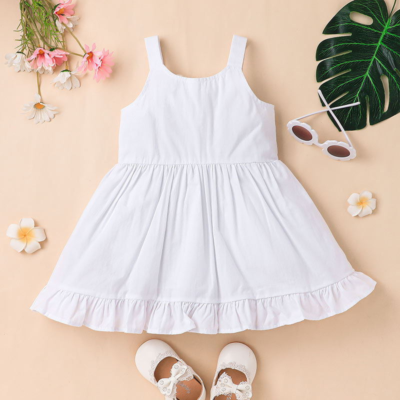 Children's Clothing 2022 Summer Baby Suspender Skirt Casual White Girls Dress display picture 4