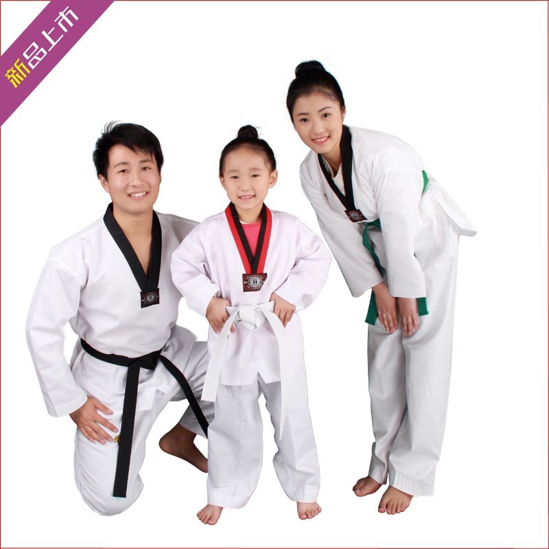 Pure Cotton Stripesd Long-Sleeved Short-Sleeved Kidsren's and Adults' Autumn and Winter Training Clothes with Printed and Embroidered Taekwondo Clothes