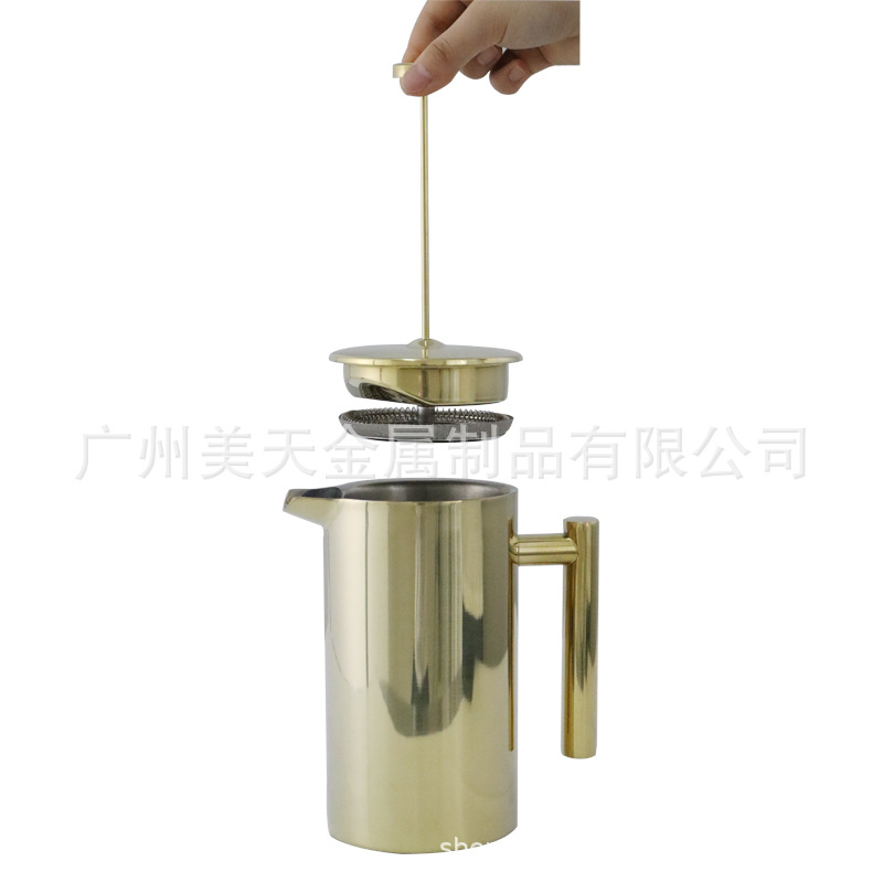 304 olla de presión francesa de acero inoxidable olla de café de mano con colador de té de doble capa Fuente de la fábrica Comercio exterior transfronterizo