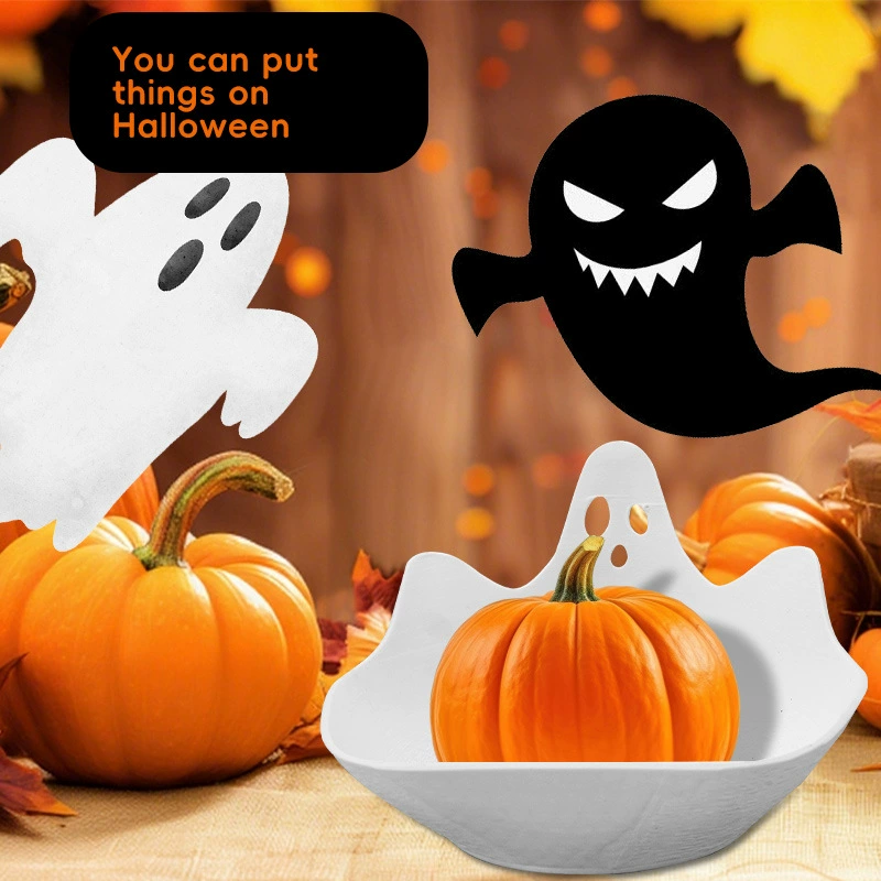 Новинка для трансграничной торговли: декоративные пластиковые настольные украшения в стиле Хэллоуина, креативные конфетницы в виде призраков