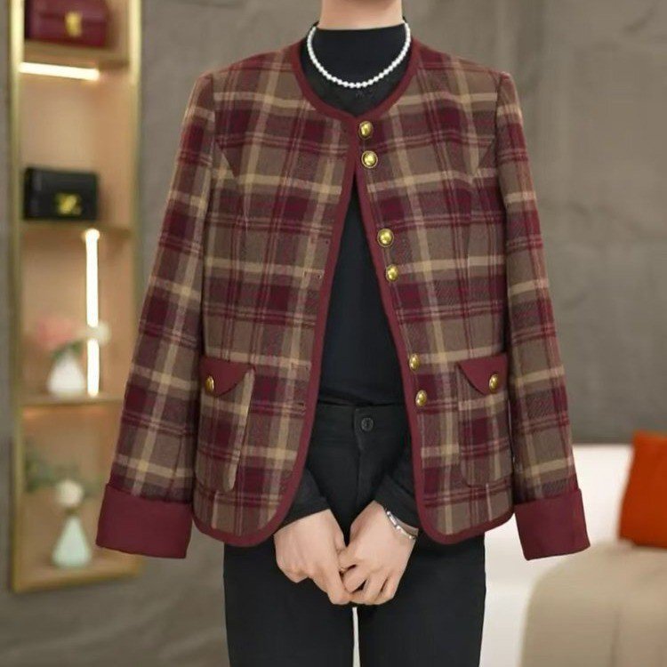 一件代发时尚妈妈装2025春秋季新款减龄上衣小香风外套女显瘦开衫|undefined