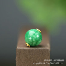 纯天然干青翡翠玉圆珠14mm大孔约2mm转运珠DIY珠链国风玉串饰A197
