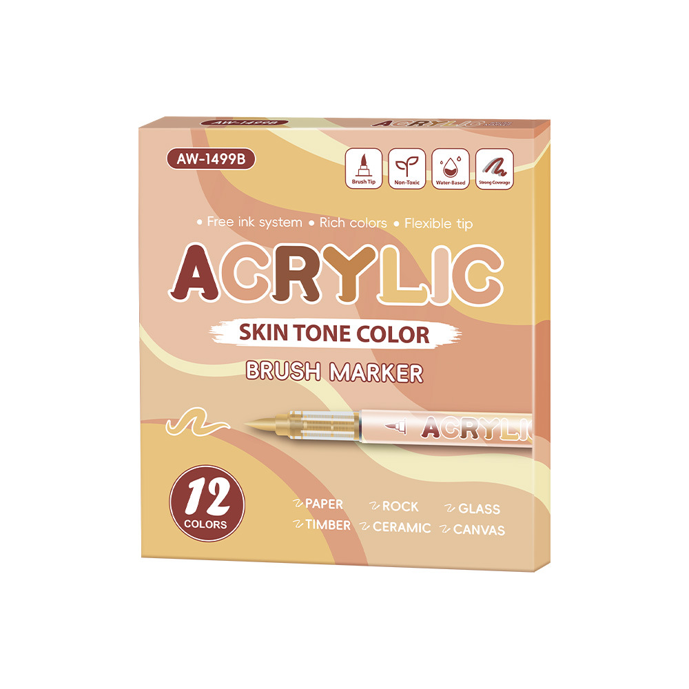 Líquido directo tipo acrílico dibujo animado piel profesional marcador de lápiz de acrílico papel opaco