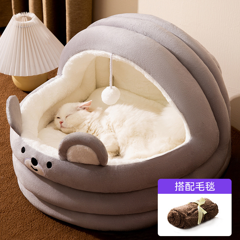 Casa general de perros de cuatro estaciones desmontable semicirrada cama de gato para perros pequeños y medianos que cama de panda para mascotas