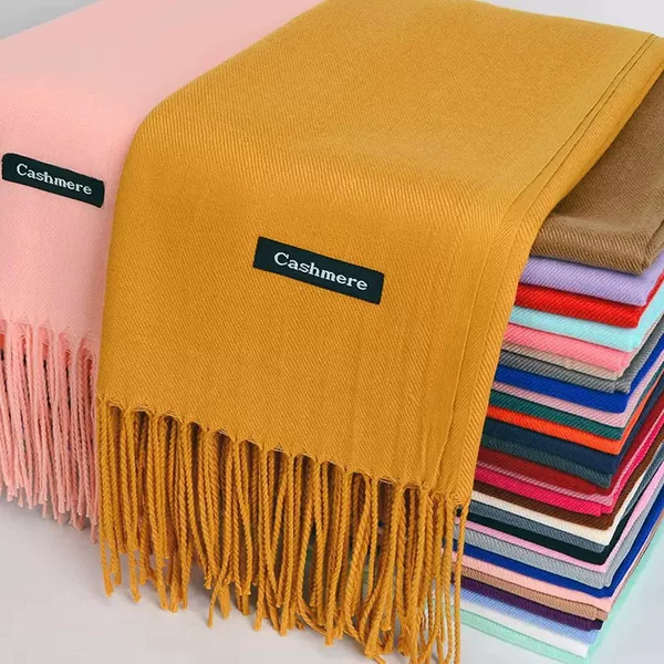 Autumn and Winter Style European and American Imitation Cashmere Solid Color Long Scarf Versatile Warm Neck Scarf Single Color Shawl
