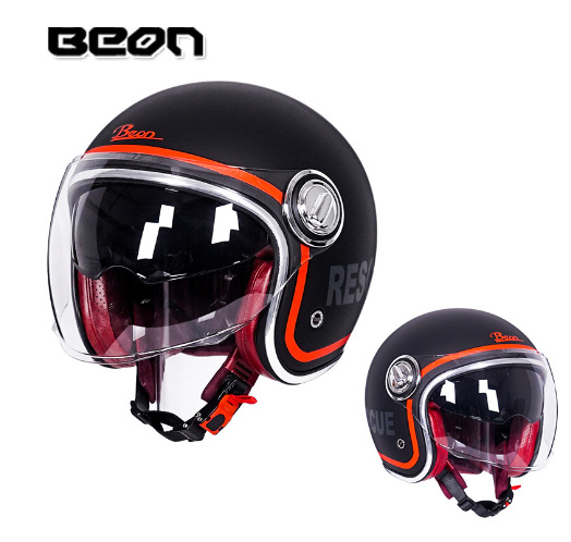 BEON casco vintage de los hombres y las mujeres de cuatro estaciones de la motocicleta Harley medio casco lente doble coche eléctrico casco verano protección solar