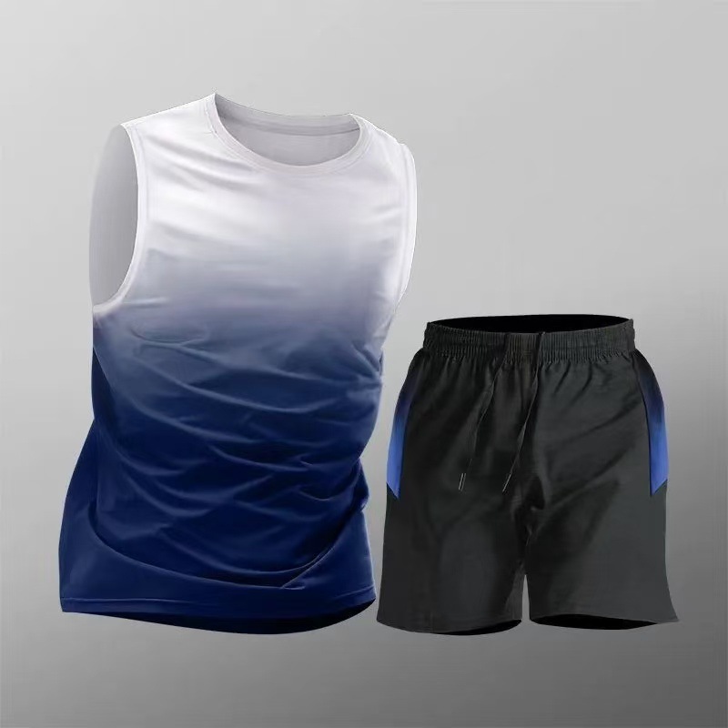 Trajes deportivos para hombres hielo veloz ropa seca camiseta de fitness correr mangas cortas pantalones cortos trajes de entrenamiento fábrica transfronteriza al por mayor